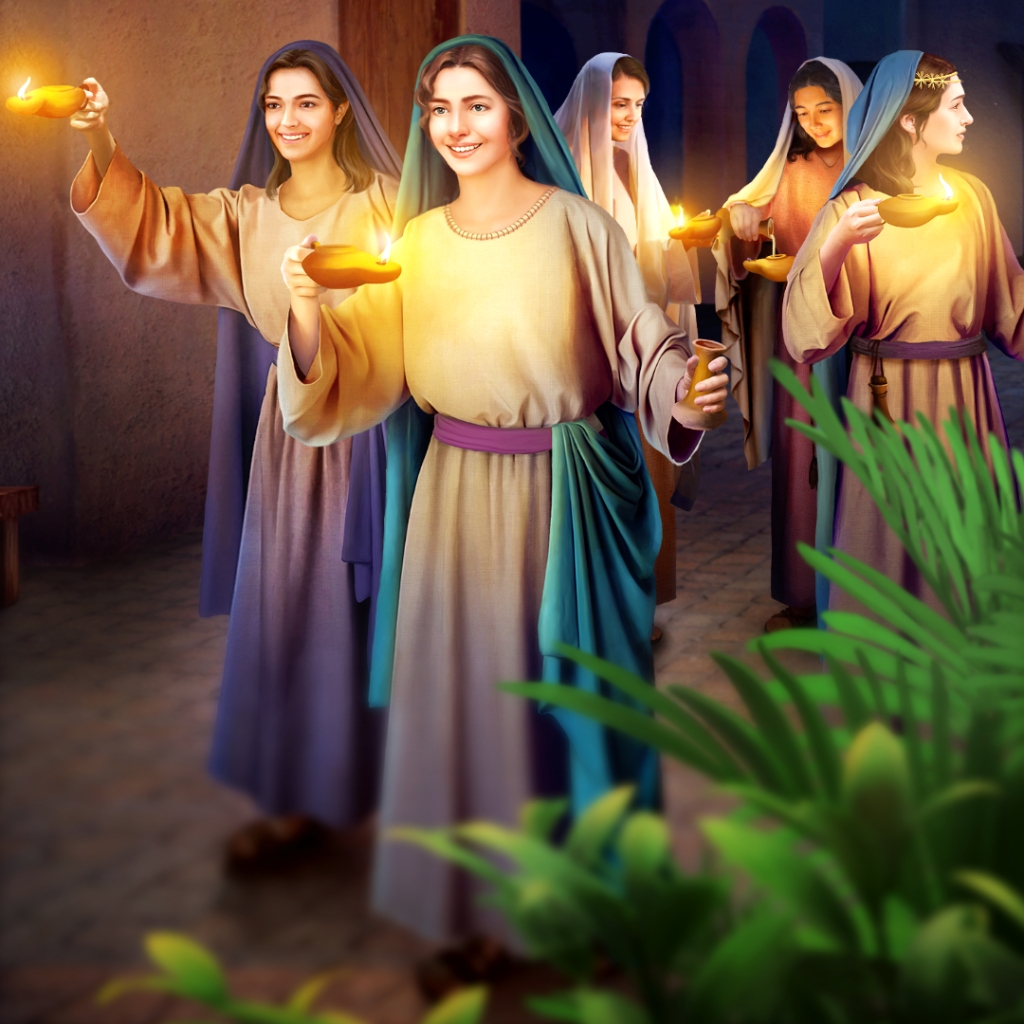 Vijf wijze maagden luisterden naar de stem van God om de Heer te verwelkomen